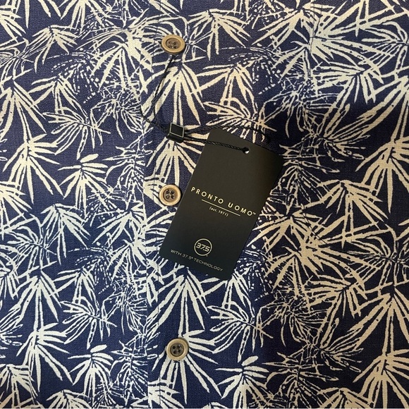 NWT Pronto Uomo Classic Fit Silk Blend Palm Print Button Up Shirt Vacation XXL - Picture 7 of 9